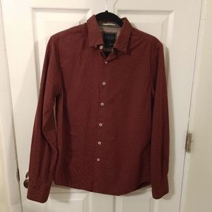 Cactus Man Slim Fit-Maroon & White Dress Shirt